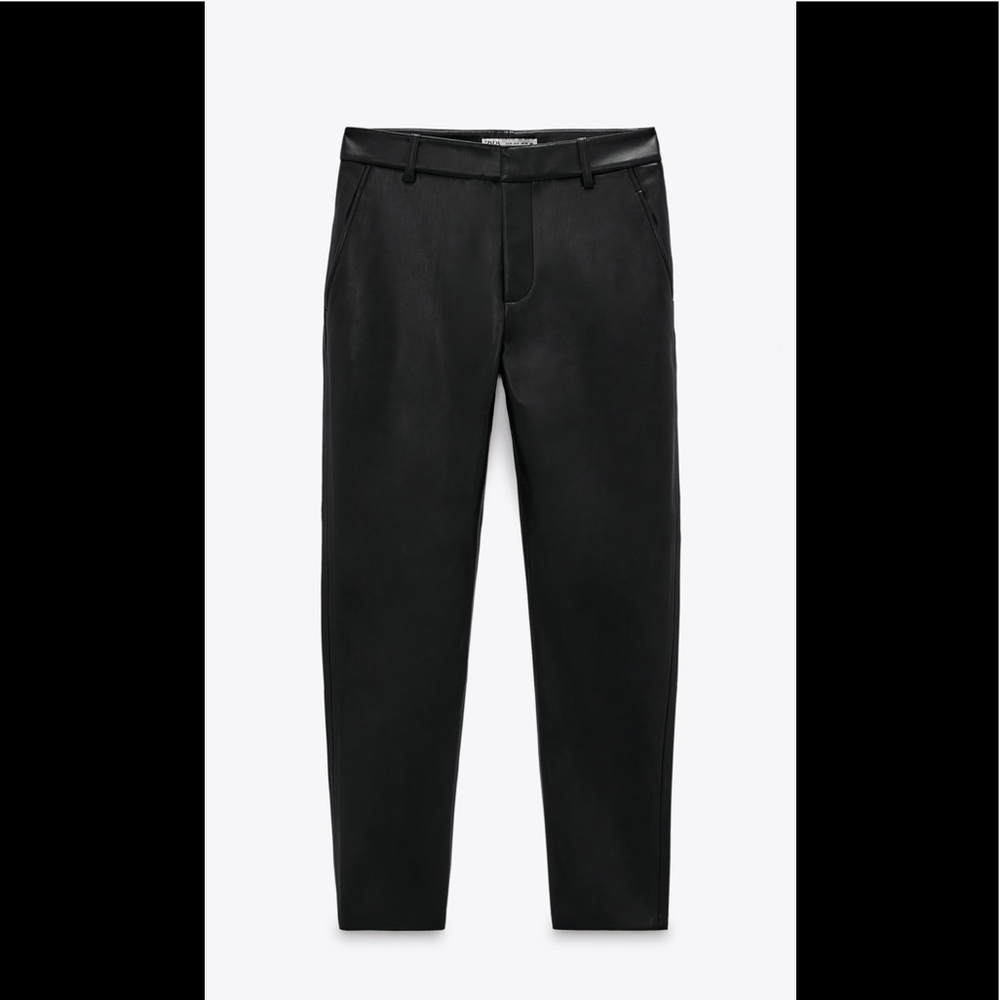 New Zara Faux Leather Pants Black - Picture 5 of 13
